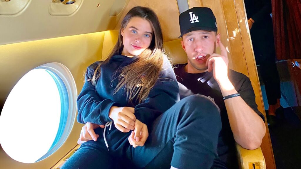 Lana Rhoades with her boyfriend on private jet